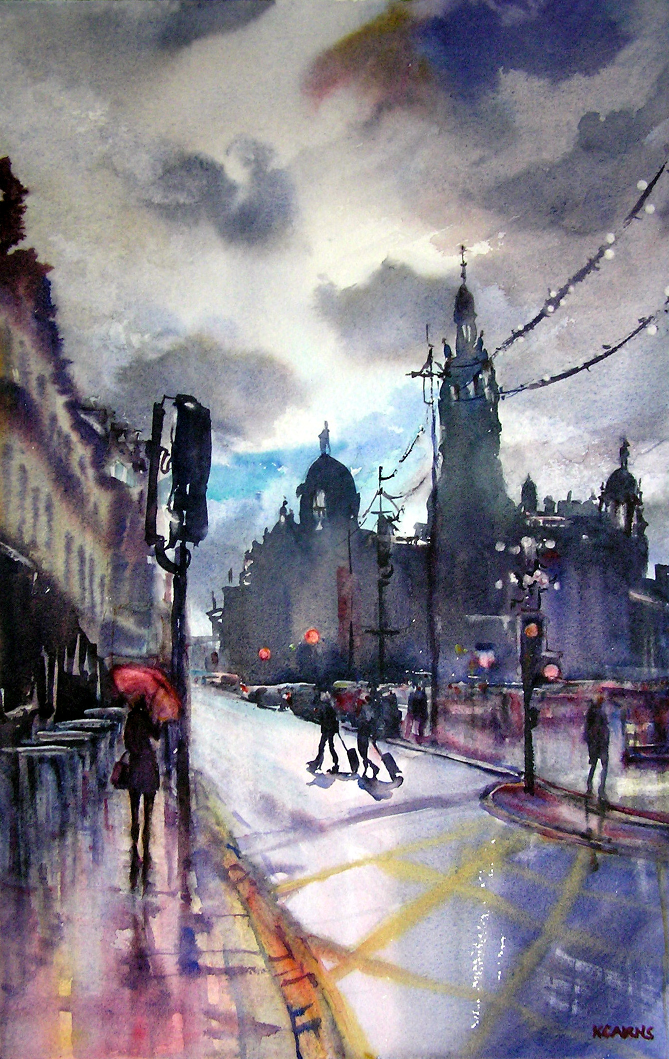 'Red in the Rain, George Square' by artist Karen Cairns